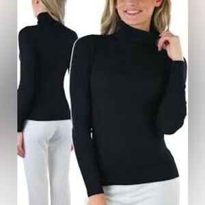 197 - Zenana Outfitters NWT Black Ribbed Long Sleeve Mock Turtle Neck S/M L/XL